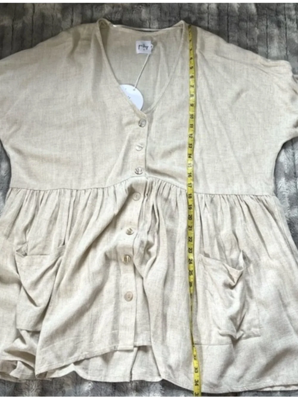Princess Polly The Sandy Mini Dress Natural Lower Impact Size S/M - Picture 5 of 7